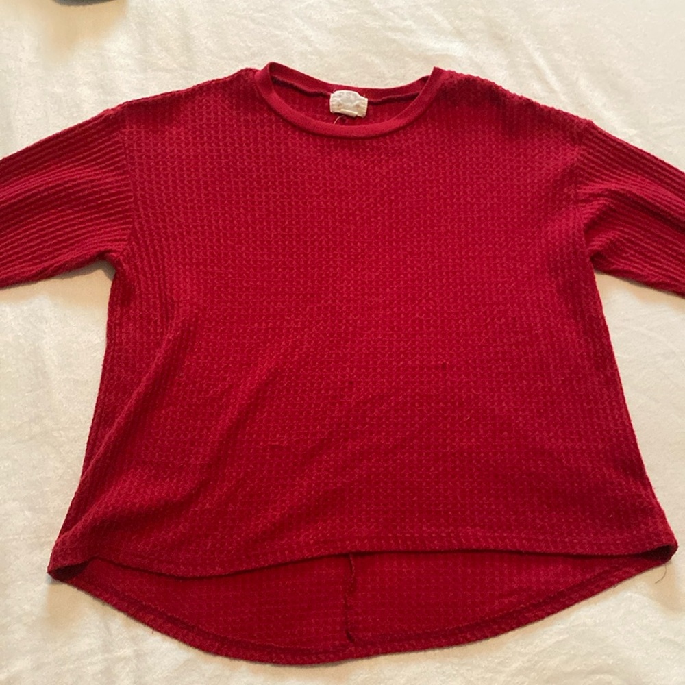 PST Los Angeles by Project Social J Waffle Knit Cropped Sweater